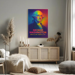 George Washington 1st President of the United States Neon Gradient Overlay Poster