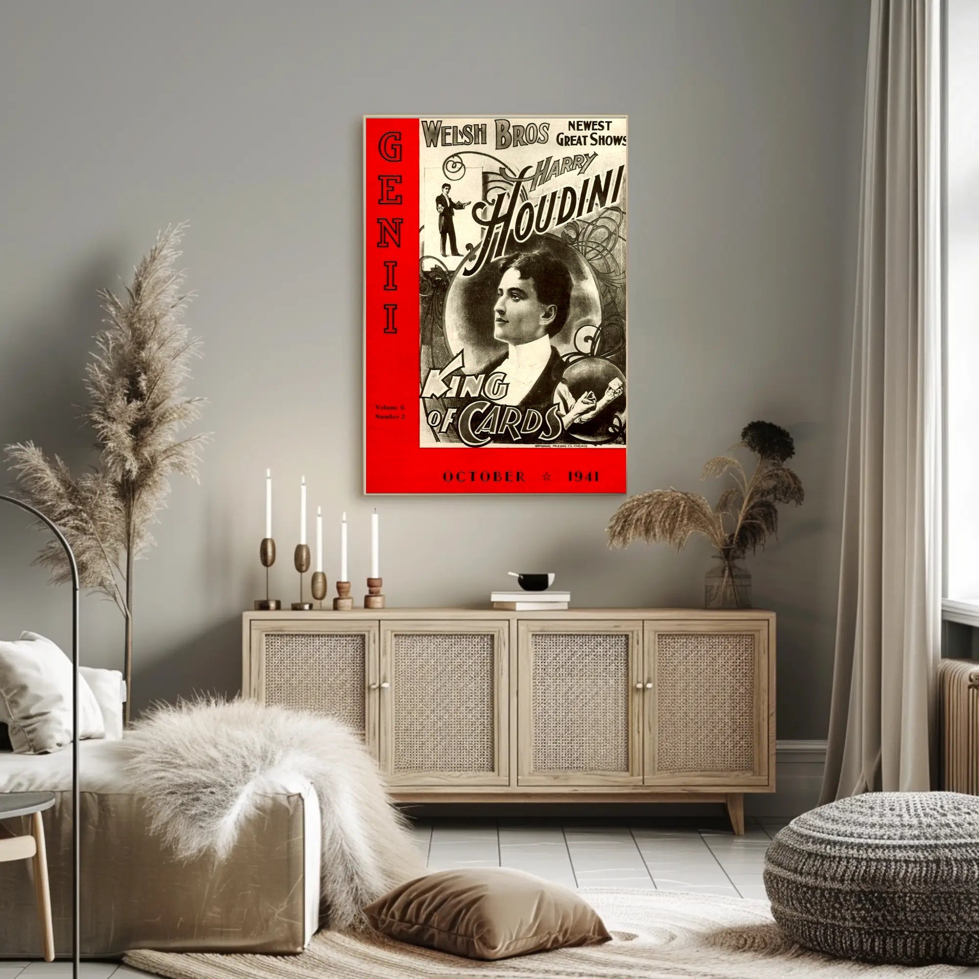 Harry Houdini Vintage Magic Show Cultural Poster