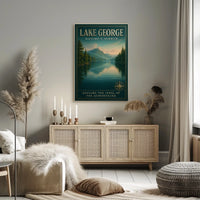Lake George Adirondack Vista Poster Vintage Travel Wall Art