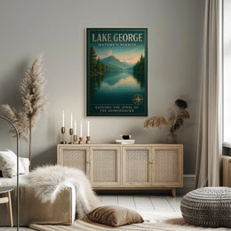 Lake George Adirondack Vista Poster Vintage Travel Wall Art