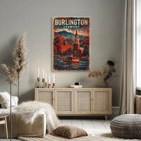 Burlington Vermont Cityscape Watercolor Wanderlust Poster