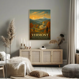 Vermont Travel Poster Vintage Scenic Wall Art