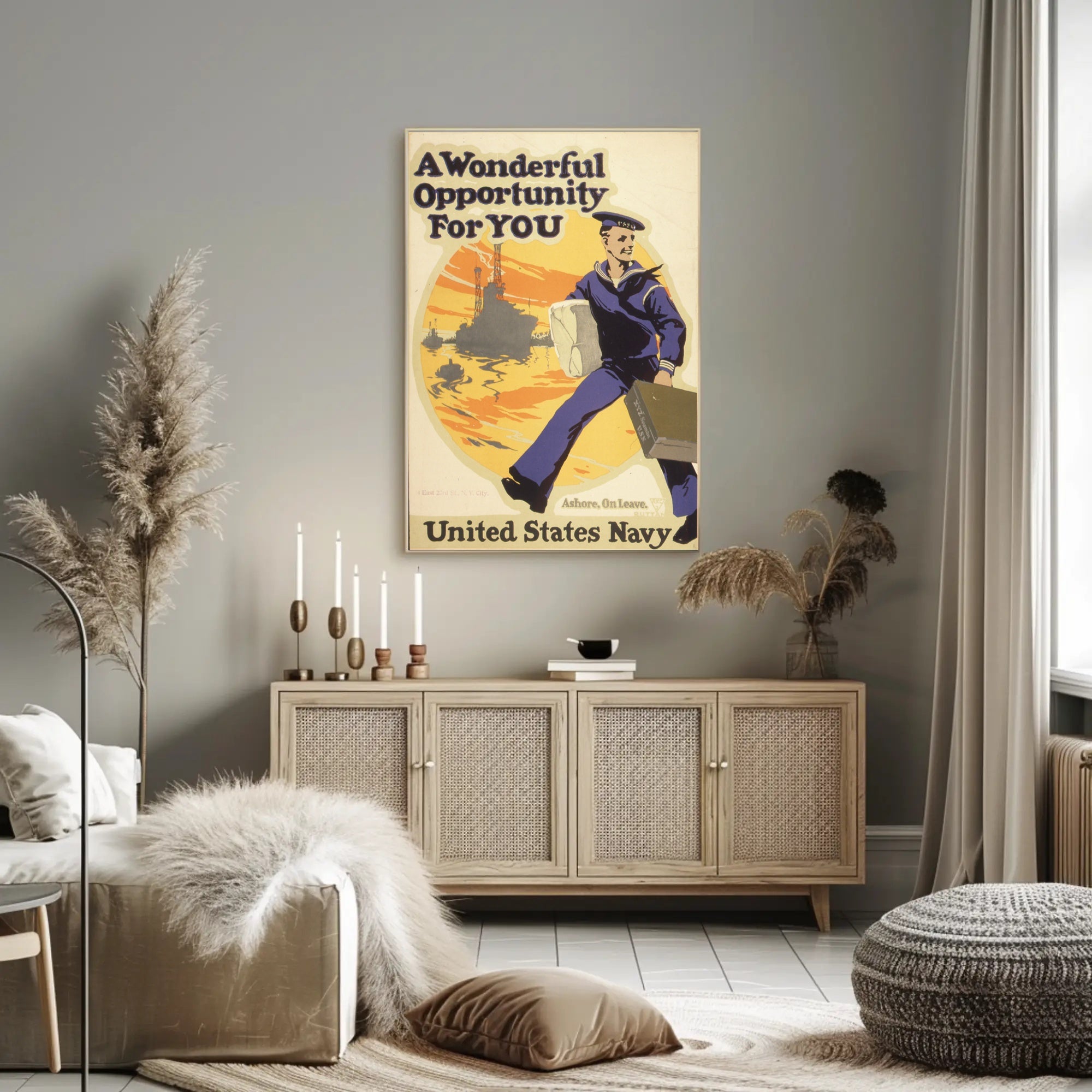 Vintage United States Navy Military Recruitment Poster