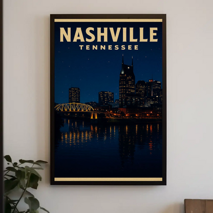 Nashville Tennessee City Night Skyline Poster Poster