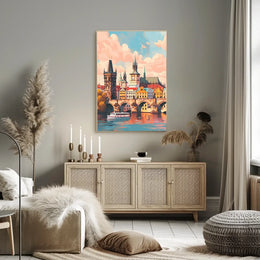 Prague Cityscape Poster: Charles Bridge & Vibrant Skyline