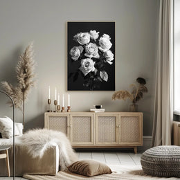 Striking Black-and-White Roses Photorealistic Art Poster PosterGoat