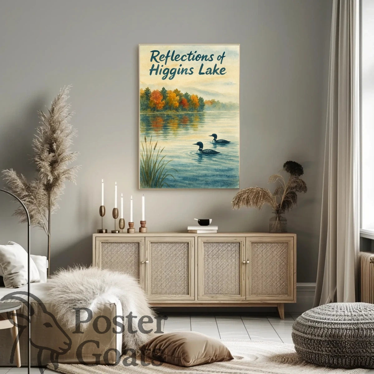 Higgins Lake Autumn Serenity - Artistic Poster