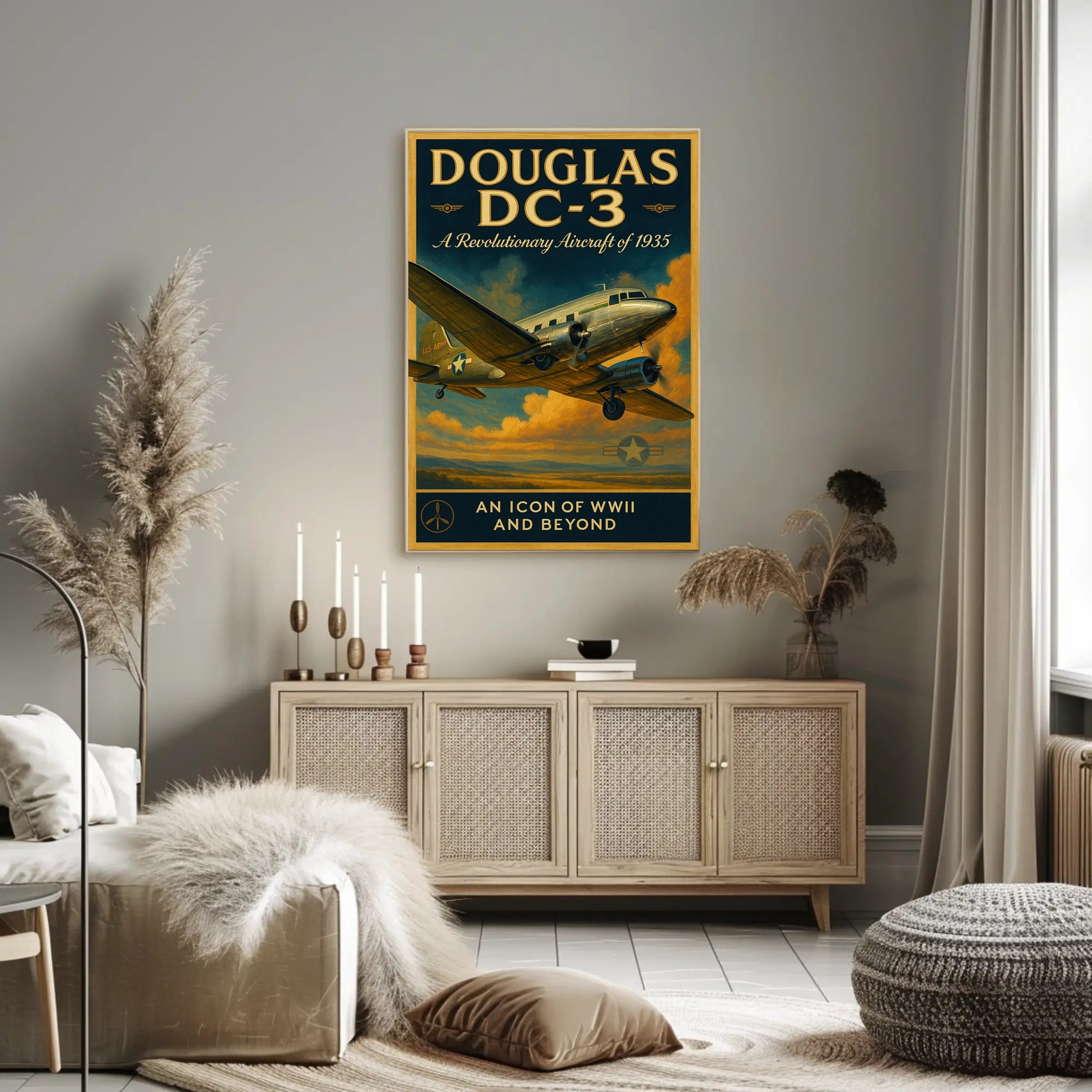 Douglas DC3 Vintage Aviation Poster Print