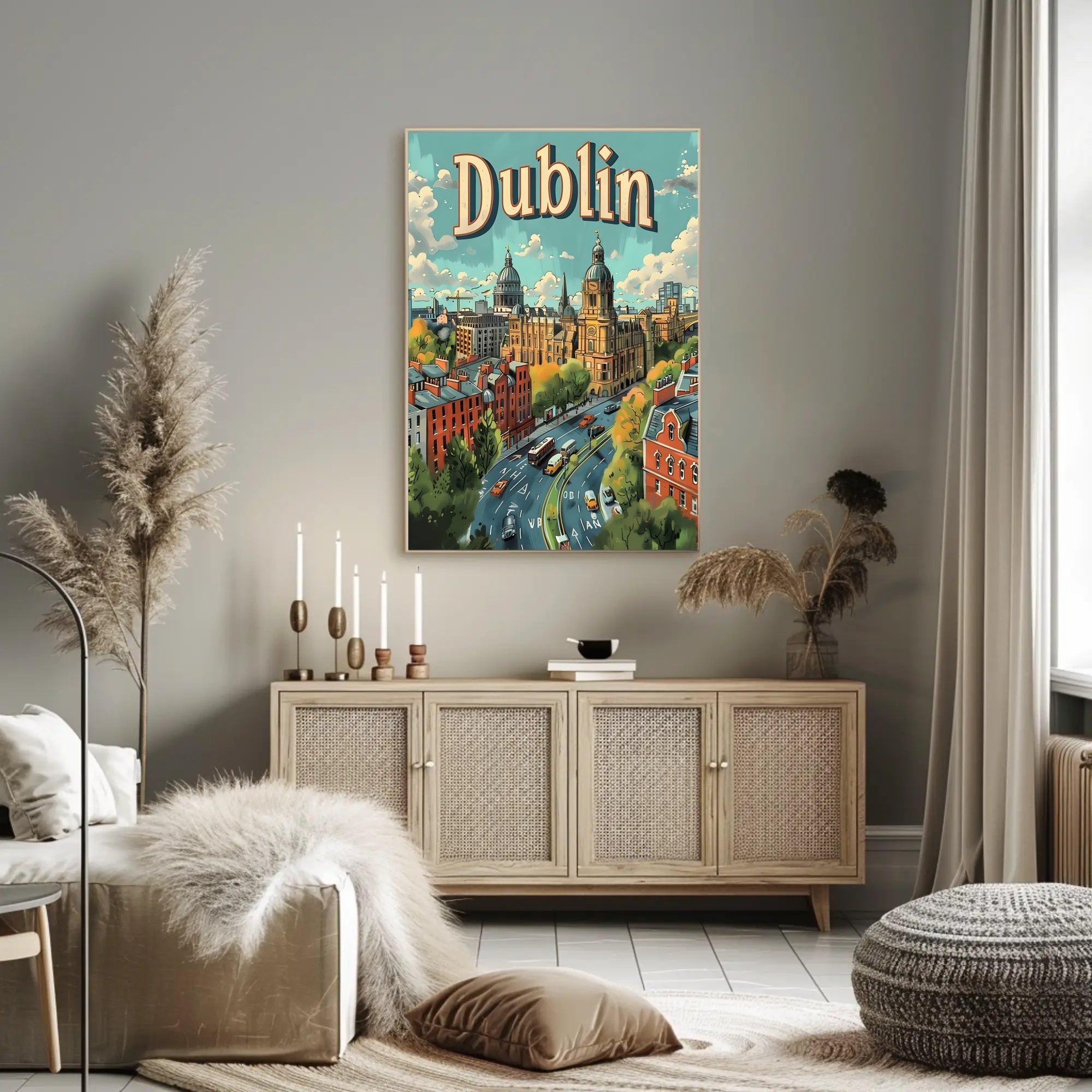 Dublin Illustrated Urban Landscape Travel Poster