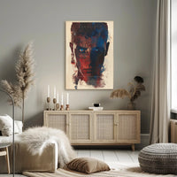 Menacing Creature in Fiery Dystopian Landscape Poster PosterGoat