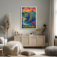 Artistic Katmai Bear: Katmai National Park Travel Poster