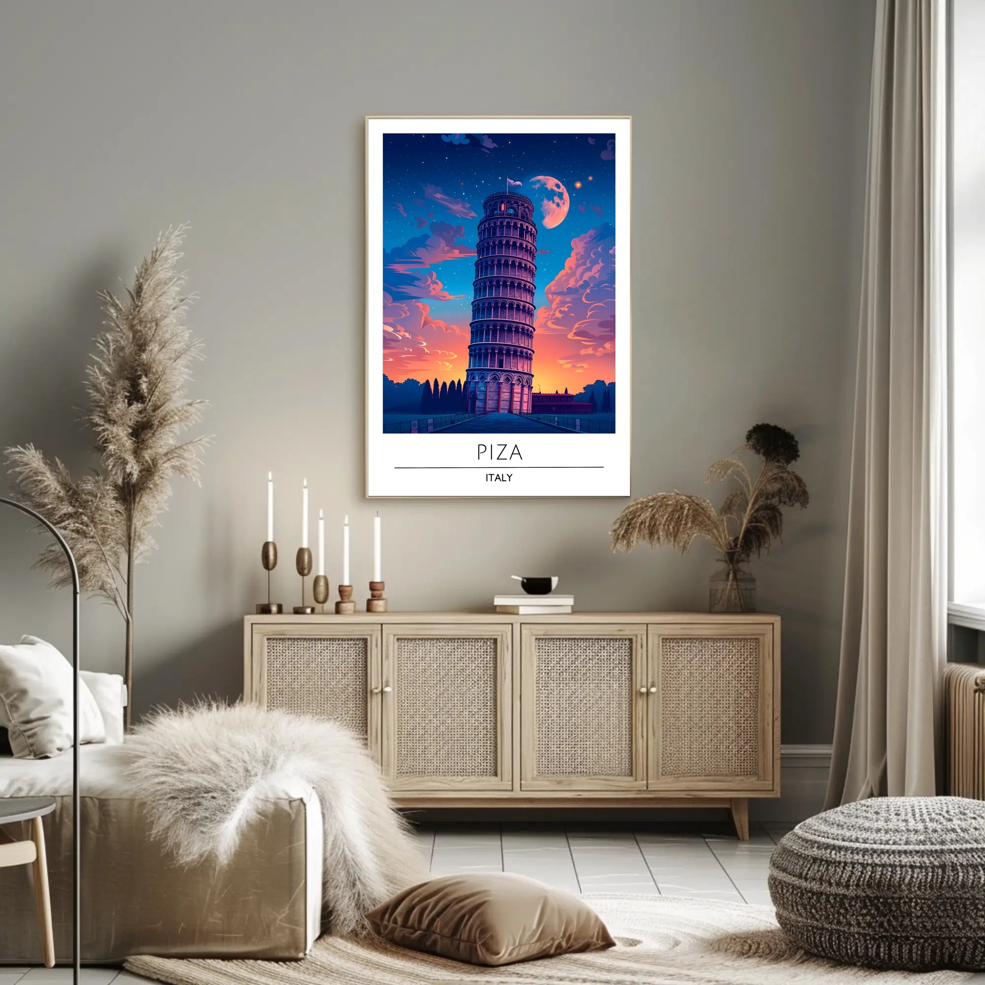 Leaning Tower of Pisa Vibrant Art Travel Poster