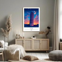 Leaning Tower of Pisa Vibrant Art Travel Poster