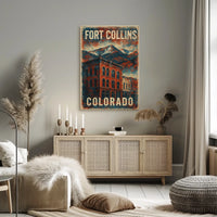 Fort Collins Colorado Scenic Vintage Travel Print Heritage Home Decor Enthusiast Poster