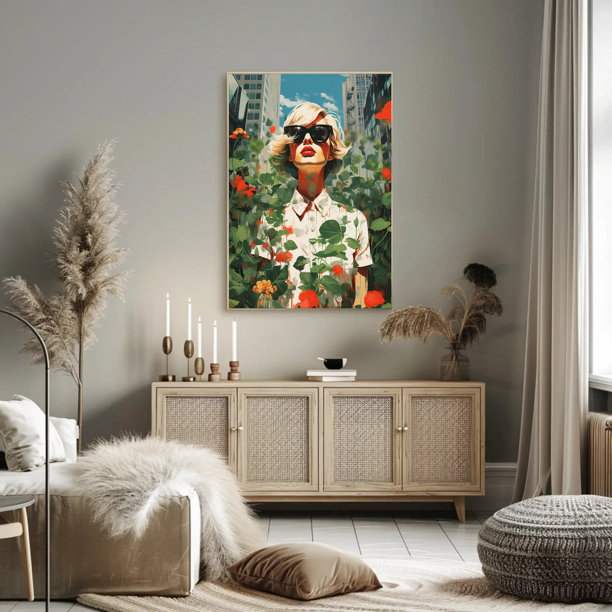 Urban Harmony: Nature Meets Cityscape Abstract or Artistic Poster
