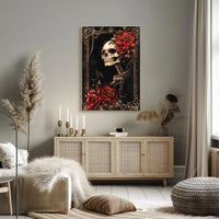 Skull and Roses Art in Ornate Baroque Artistic Poster