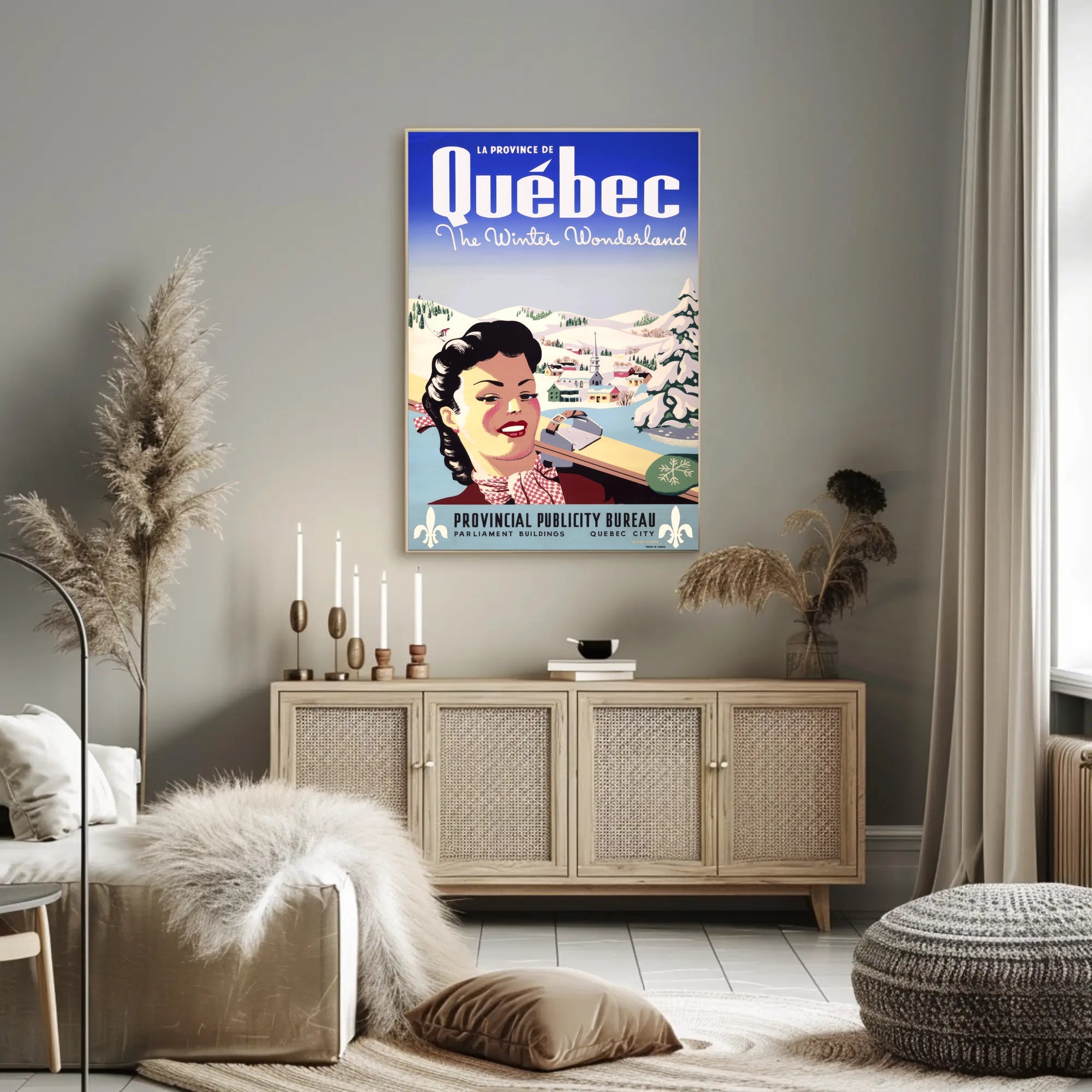 Vintage Québec Winter Wonderland Travel Poster PosterGoat