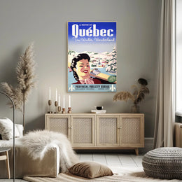 Vintage Québec Winter Wonderland Travel Poster PosterGoat