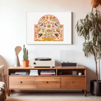 Folk Art Birds and Flowers Decorative Illustration Poster