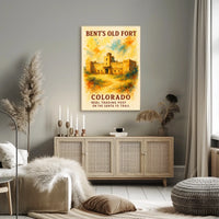 Bent's Old Fort Watercolor Poster: Historic Trading Post