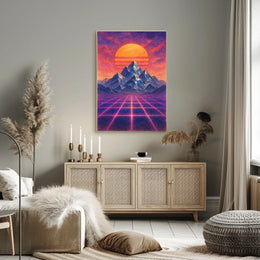 Retro-Futuristic Synthwave Landscape Poster