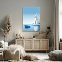 Mediterranean Escape Blue Coastal Scene Travel Poster