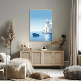 Mediterranean Escape Blue Coastal Scene Travel Poster