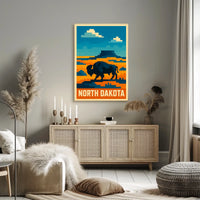 North Dakota Pixel Art Landscape Poster
