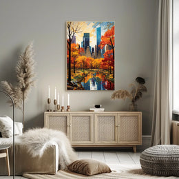 Autumn Tranquility: Scenic Pathway Artful Landscape Poster