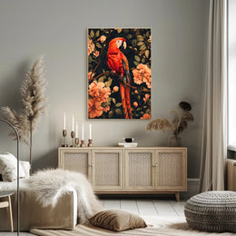 Vibrant Parrot Floral Paradise Poster