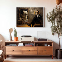 Introspective Vintage Scene in Dim Room Artistic Poster