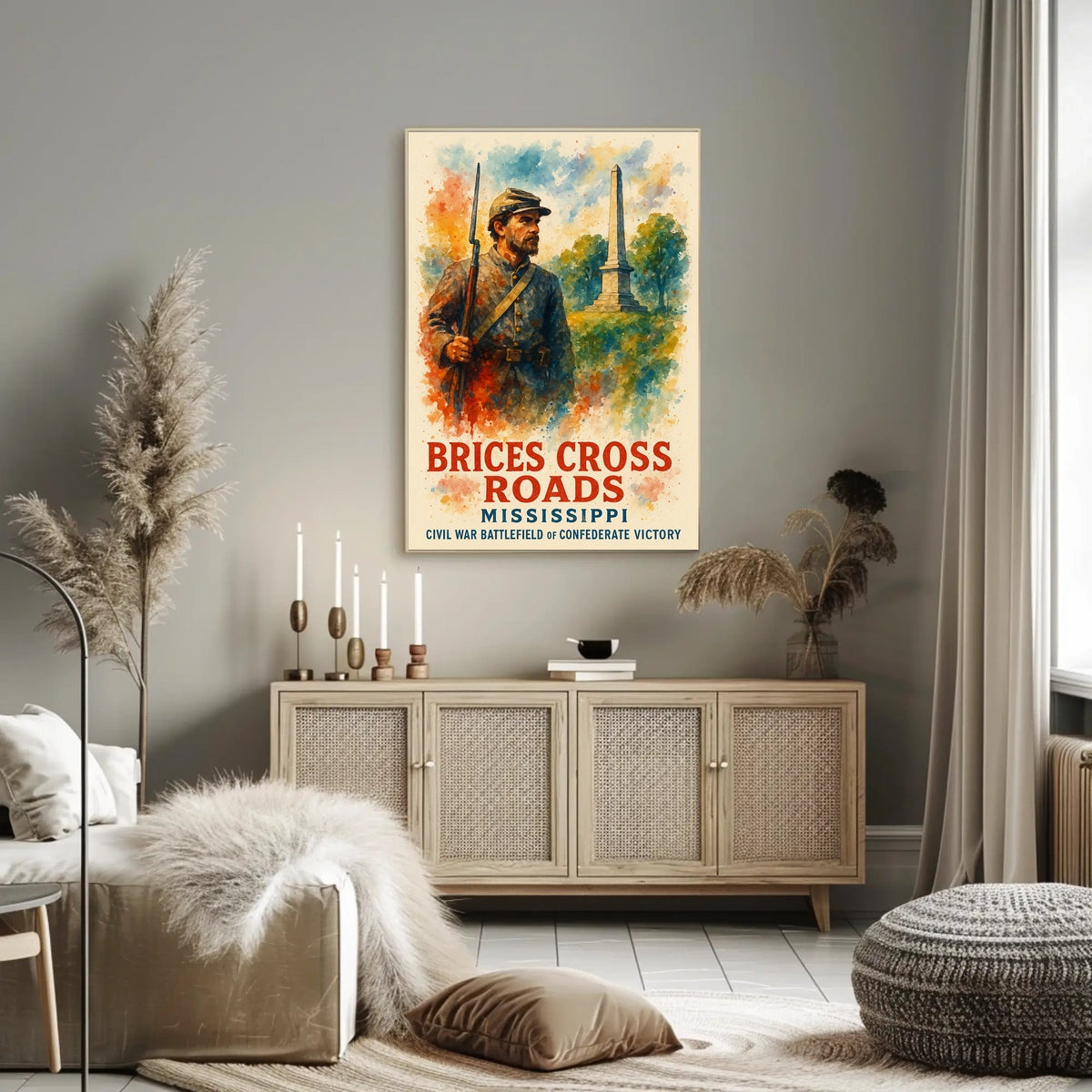 Battle of Brice's Crossroads Watercolor Poster Art