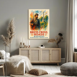 Battle of Brice's Crossroads Watercolor Poster Art