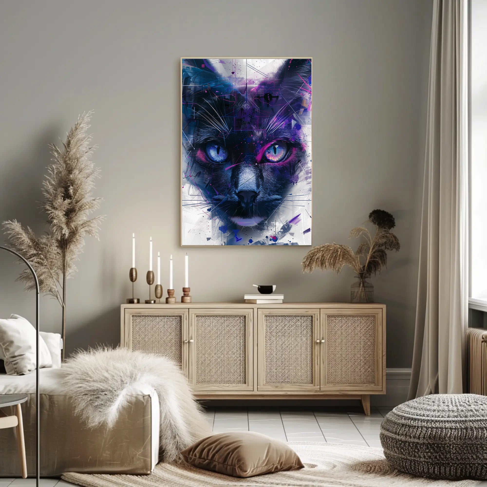 Cosmic Feline Art Print Poster for Home Decor and Wall Art PosterGoat