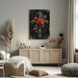 Roses And Cross Poster