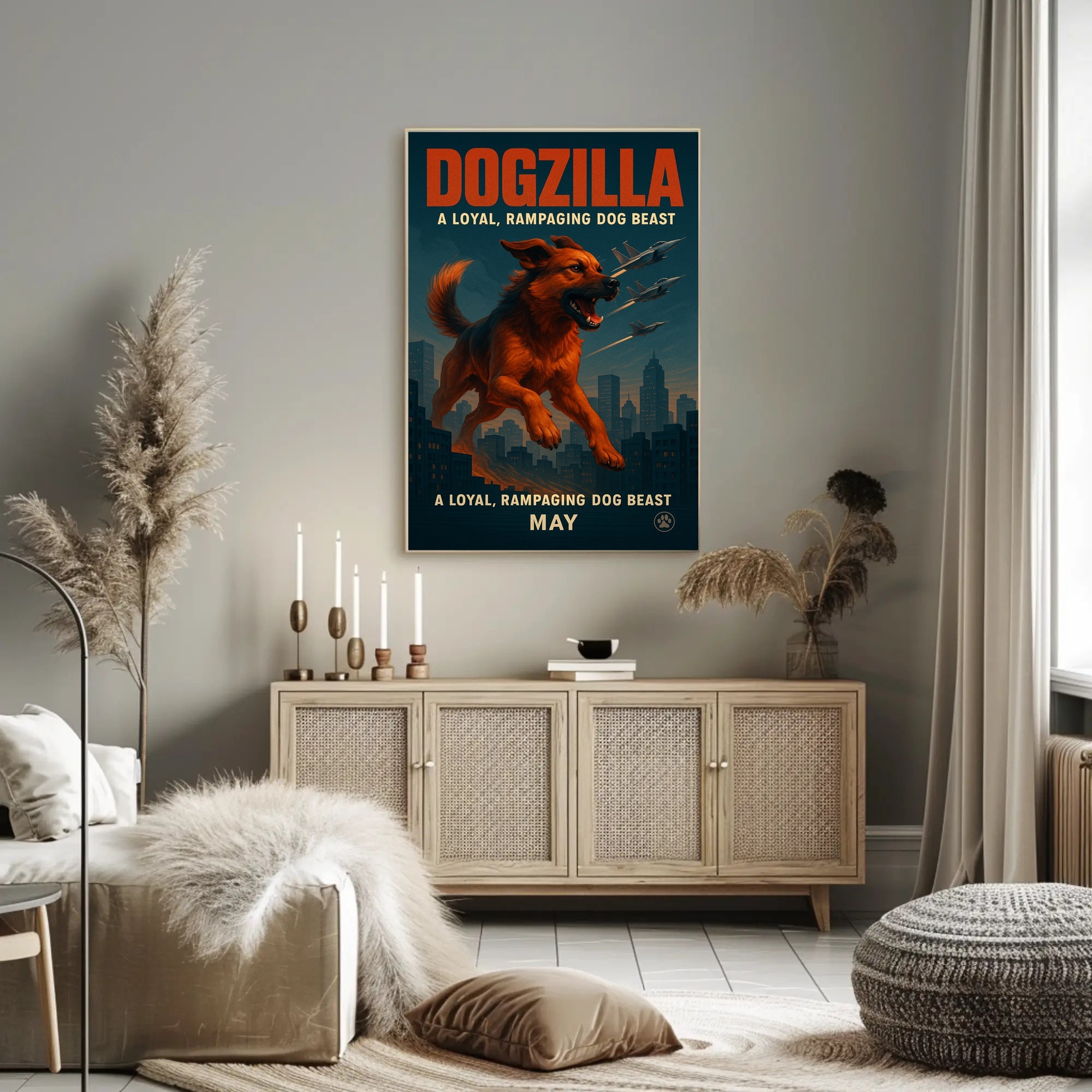 Dogzilla Rampaging Dog Beast Poster PosterGoat