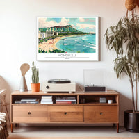 Honolulu Beach Scene Poster