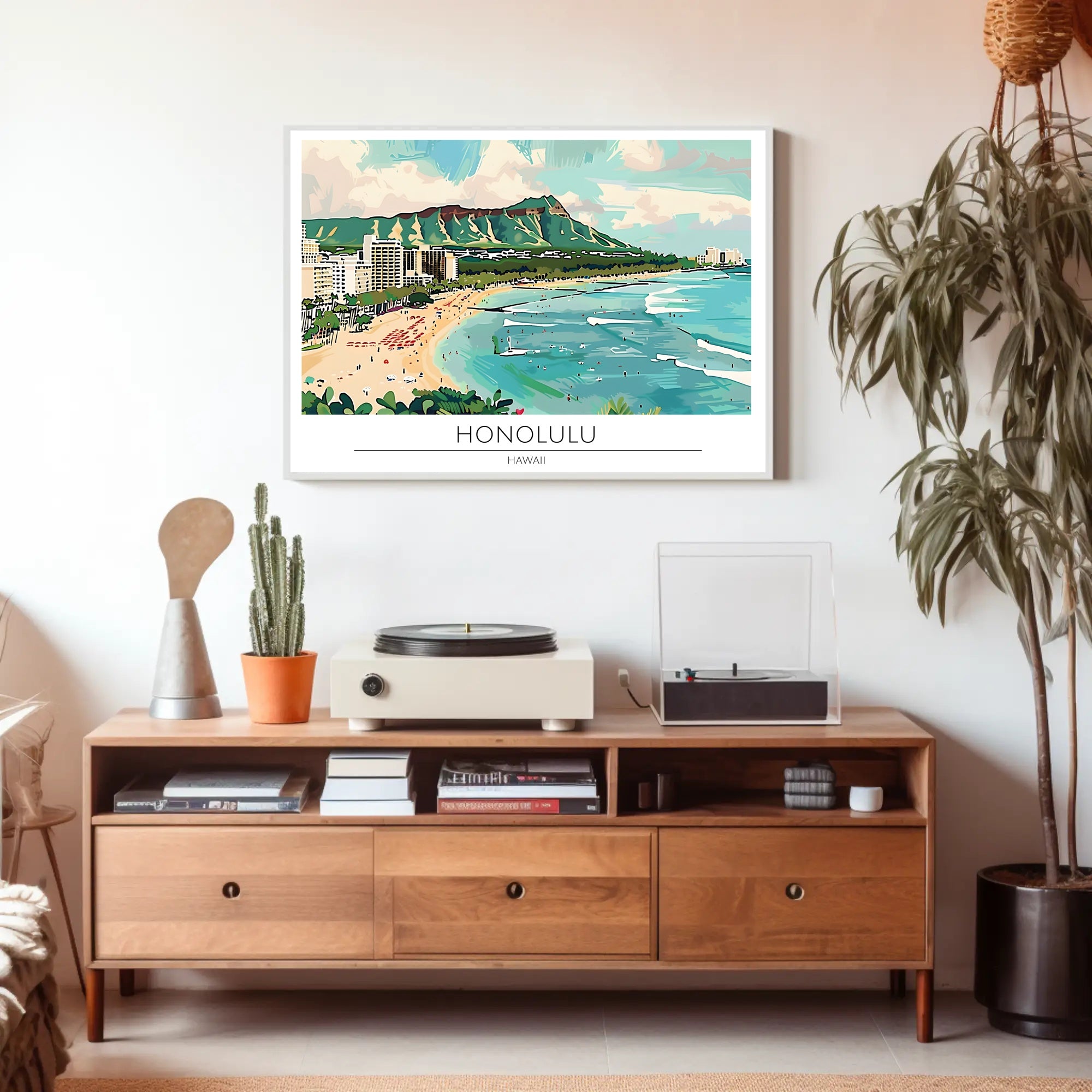Honolulu Beach Scene Poster
