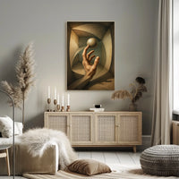 Surreal Hand and Sphere Realistic Geometric Abstract Poster