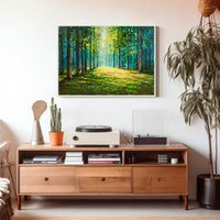 Serene Forest Pathway Impressionistic Art Poster