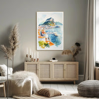 Coastal Cityscape Watercolor Poster PosterGoat