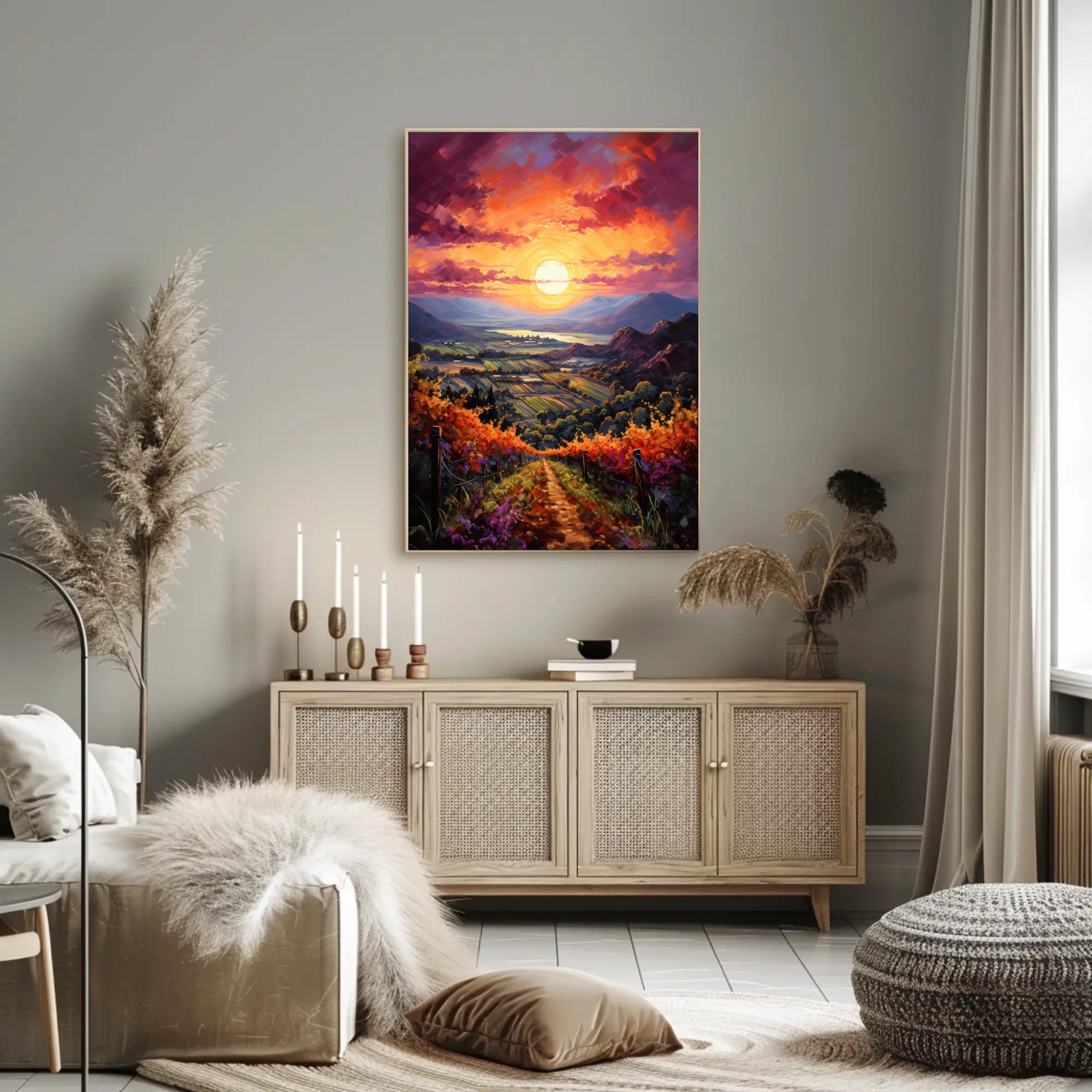 Sunset Over The Vineyard Poster