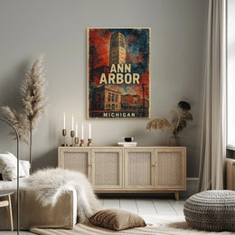 Ann Arbor Cityscape Minimalist Travel Poster