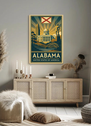 Alabama Heritage Landmarks Art Deco Travel Poster