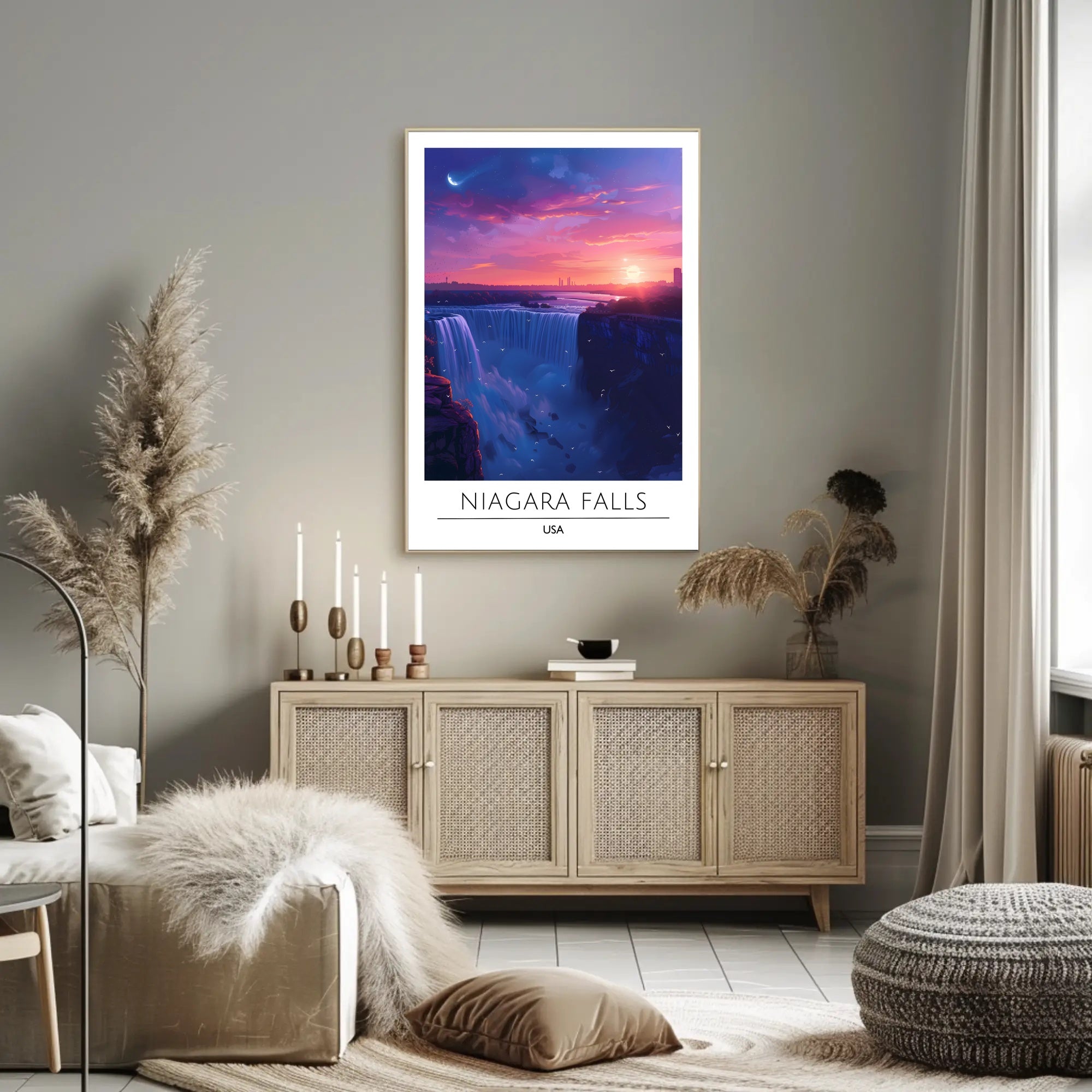 Niagara Falls Sunset Travel Poster