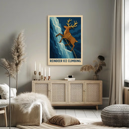 Reindeer Ice Climbing Poster