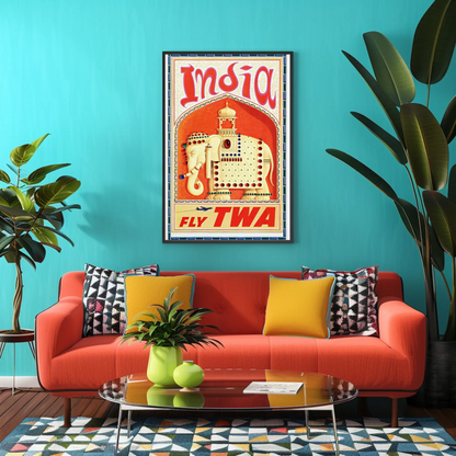 Fly TWA to India Travel Poster by David Klein