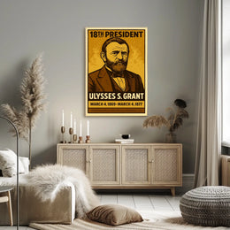 Ulysses S. Grant 18th President of the United States Inked Comic Style Poster