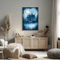 Victorian Mansion Nightscape Gothic Vibes Artistic Poster