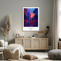Seville Twilight Urban Escape Poster